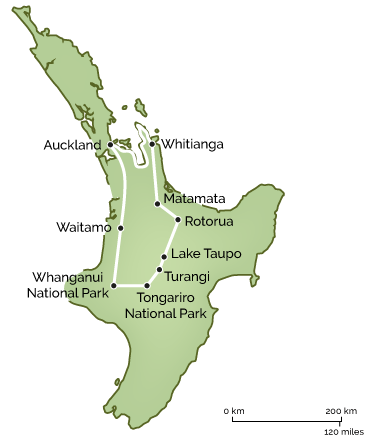 New Zealand - Craters & Coves - Trip Map