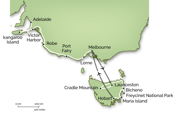 Australia - Apostles & Atolls - Trip Map