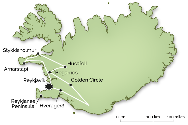 Iceland - The Wild West - Trip Map